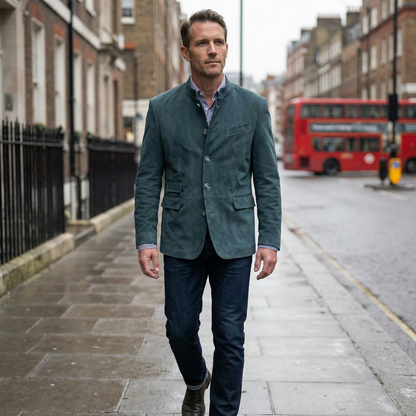 Blazer Jacket Men Stand Collar Casual Daily