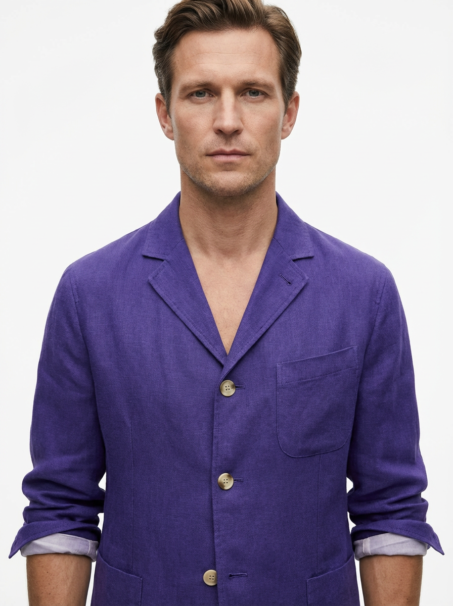 Vest Jacket Men Long Sleeve Loose Fit Open Front