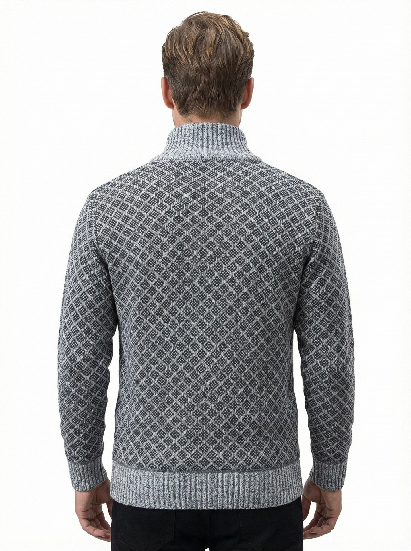 Sweater Jacket Men Stand-Up Collar Slim Fit