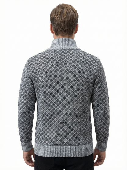 Sweater Jacket Men Stand-Up Collar Slim Fit