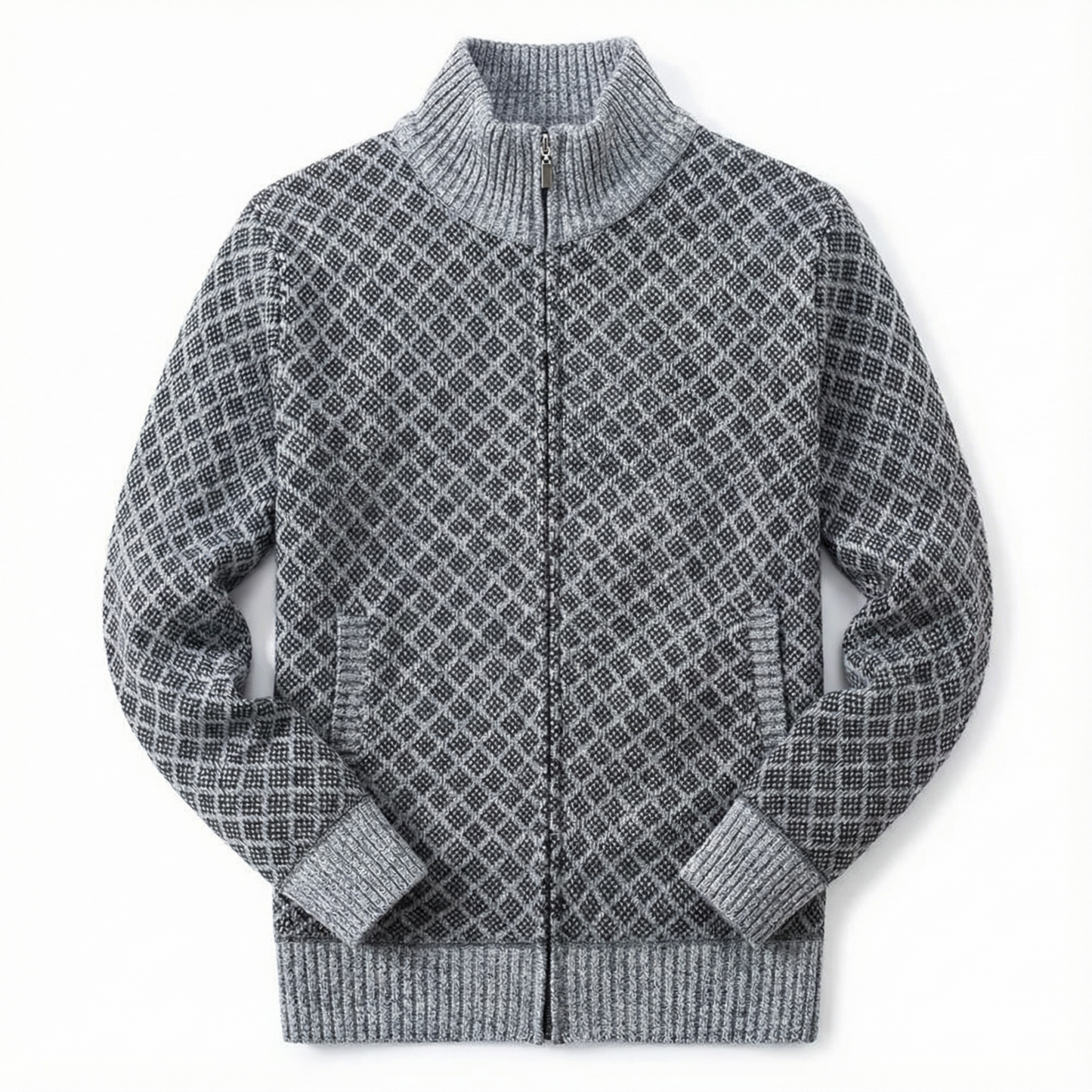 Sweater Jacket Men Stand-Up Collar Slim Fit