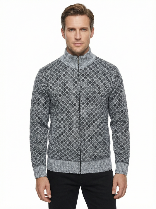 Sweater Jacket Men Stand-Up Collar Slim Fit