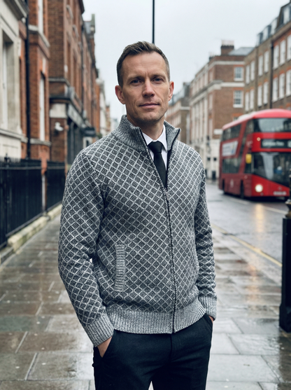 Sweater Jacket Men Stand-Up Collar Slim Fit