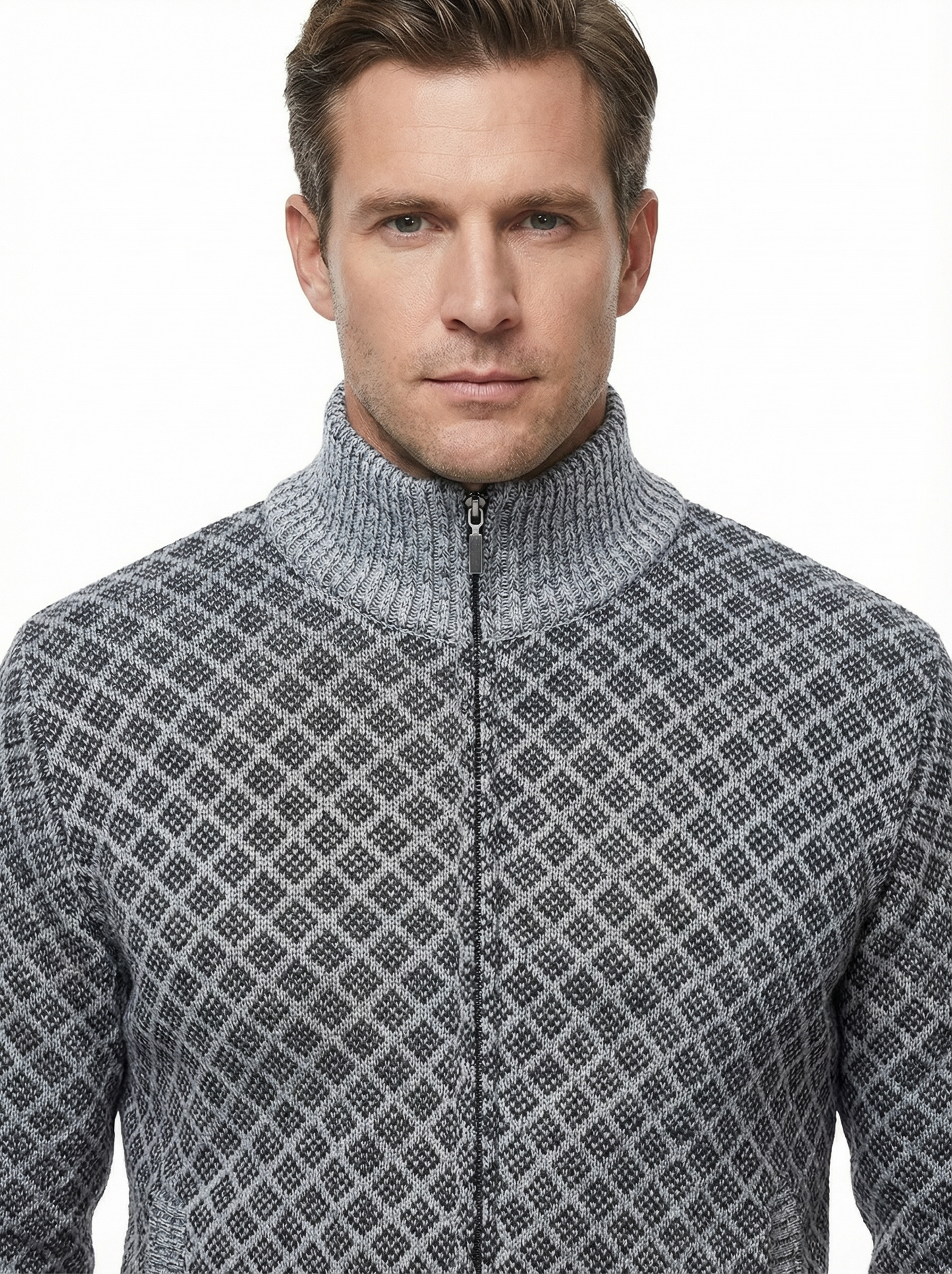 Sweater Jacket Men Stand-Up Collar Slim Fit