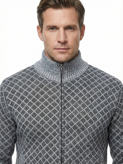 Sweater Jacket Men Stand-Up Collar Slim Fit