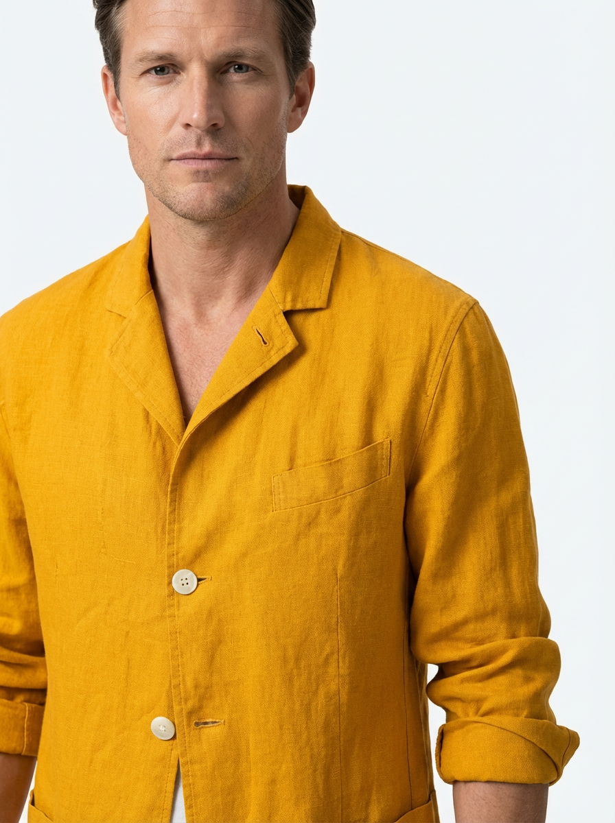 Vest Jacket Men Long Sleeve Loose Fit Open Front