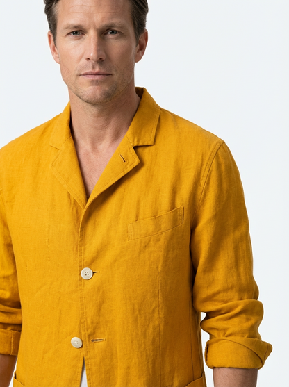 Vest Jacket Men Long Sleeve Loose Fit Open Front