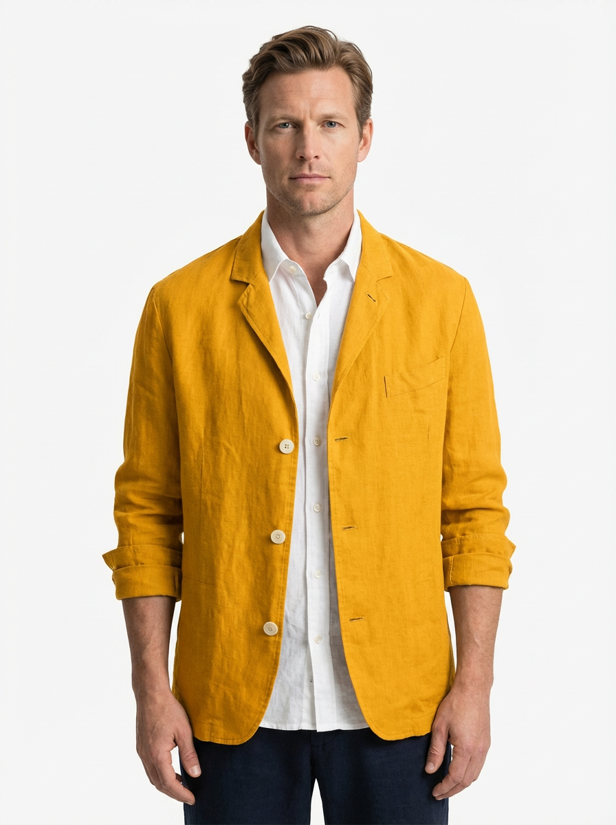 Vest Jacket Men Long Sleeve Loose Fit Open Front